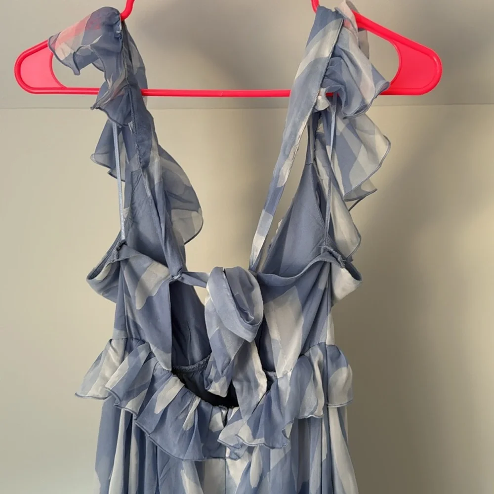 Abercrombie & Fitch Blue Ruffled Maxi Dress